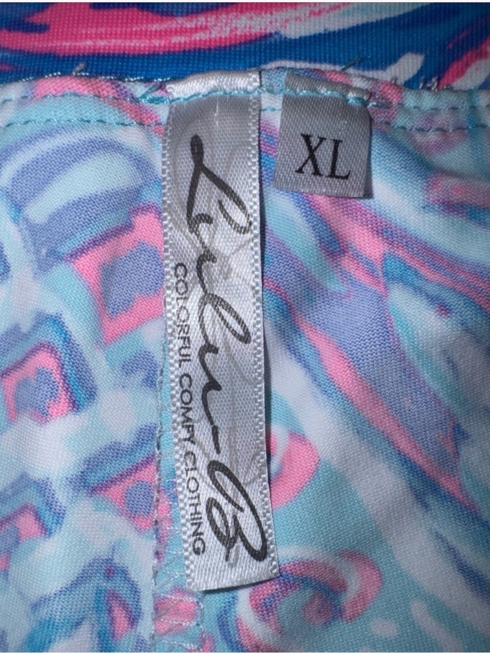 EUC! Lulu-B Vibrant pineapple print Skort in Aqua, Blue & Pink sz XL - Picture 2 of 6